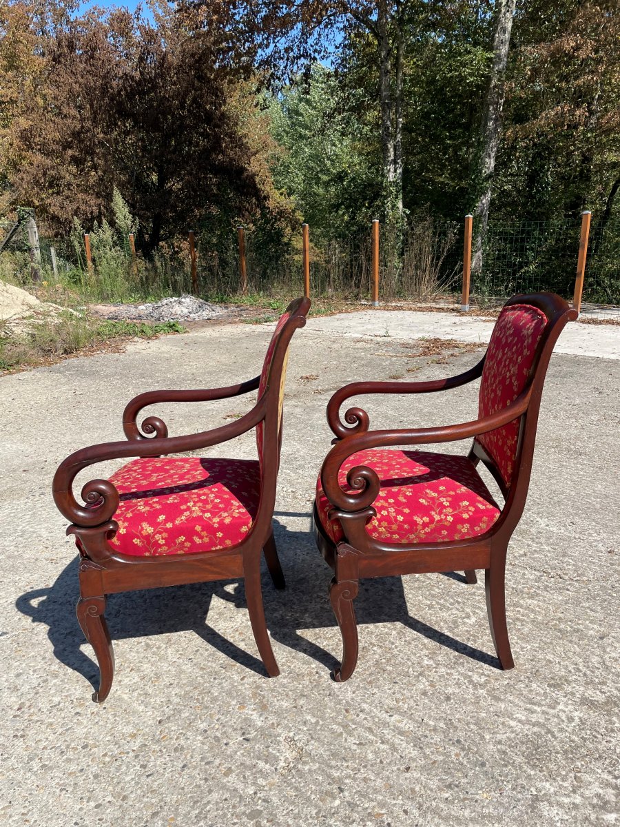 2 Fauteuils à crosses début 19ème siècle-photo-3