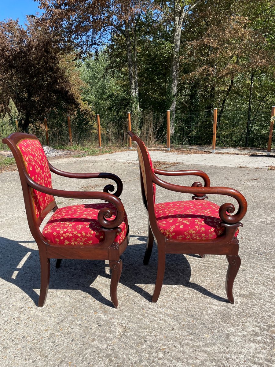 2 Fauteuils à crosses début 19ème siècle-photo-4