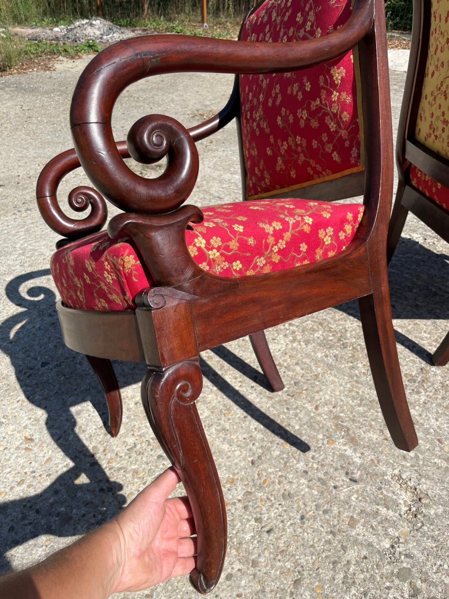 2 Fauteuils à crosses début 19ème siècle-photo-8