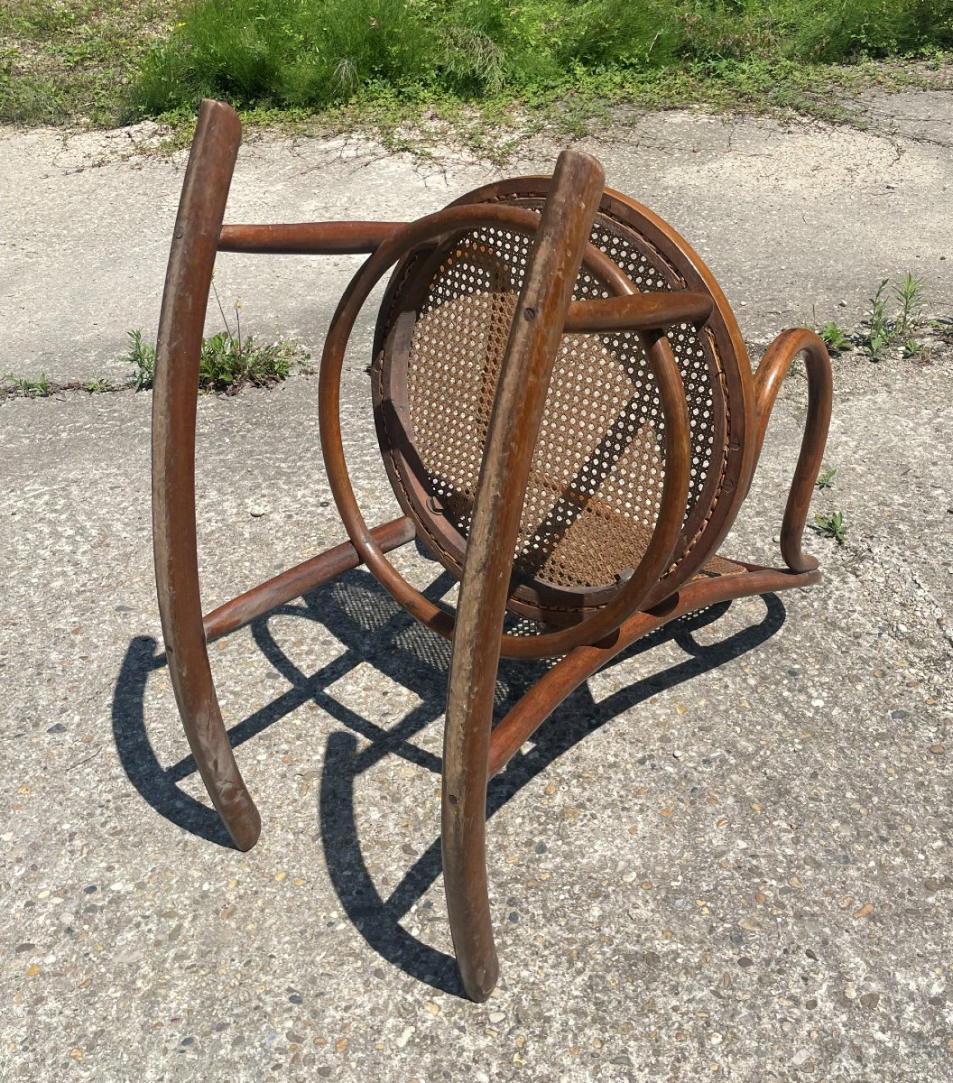 Rocking-chair du 19ème siècle signé Vve LEBRUN & FILS - Cannage en parfait état-photo-4