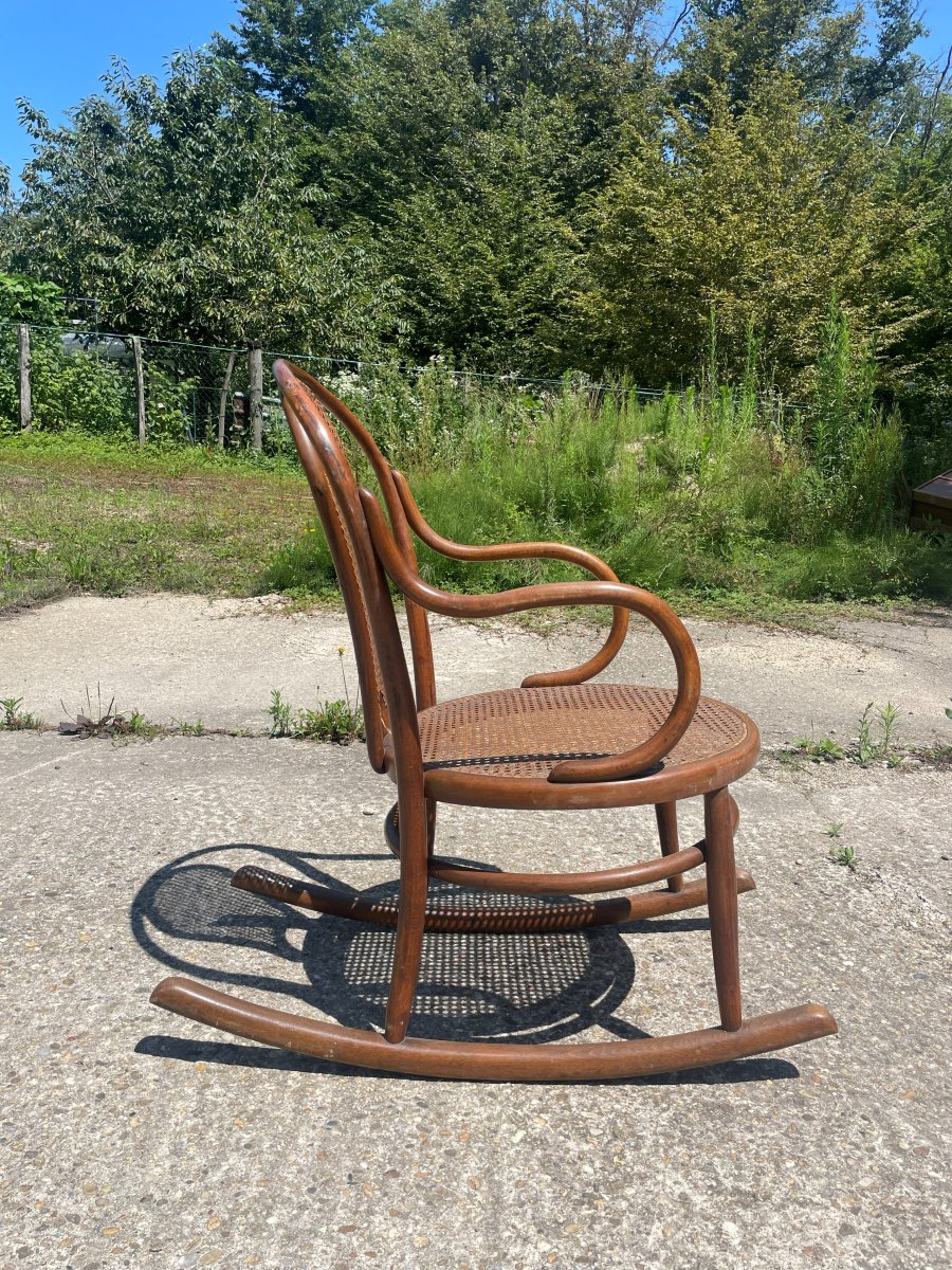 Rocking-chair du 19ème siècle signé Vve LEBRUN & FILS - Cannage en parfait état-photo-1