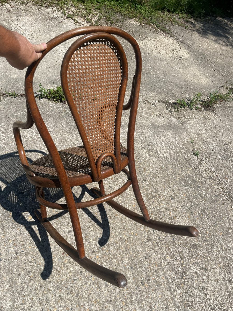 Rocking-chair du 19ème siècle signé Vve LEBRUN & FILS - Cannage en parfait état-photo-2