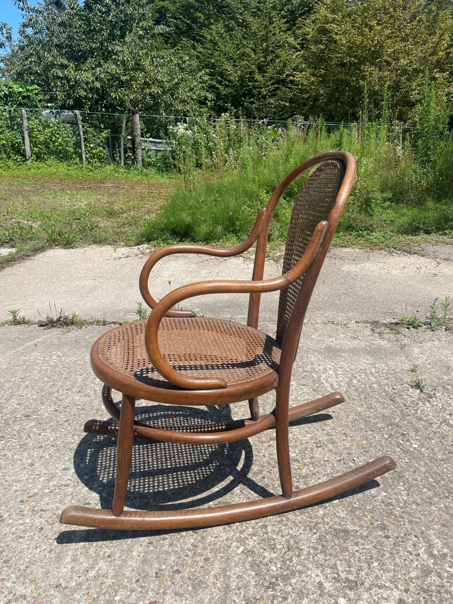 Rocking-chair du 19ème siècle signé Vve LEBRUN & FILS - Cannage en parfait état-photo-3