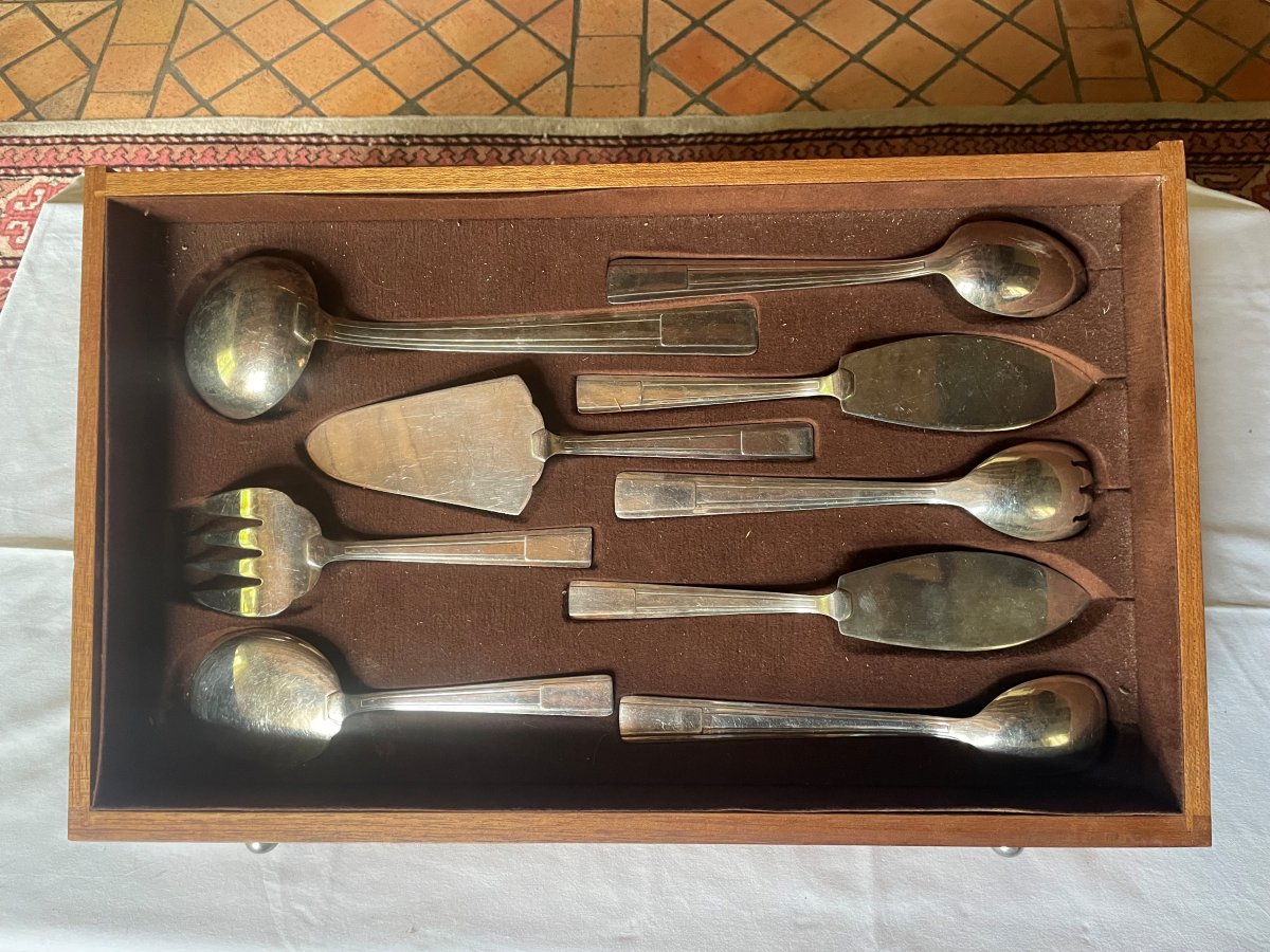 Complete Lb Silver-plated Flatware Set With White Metal And Over 150 Pieces-photo-2