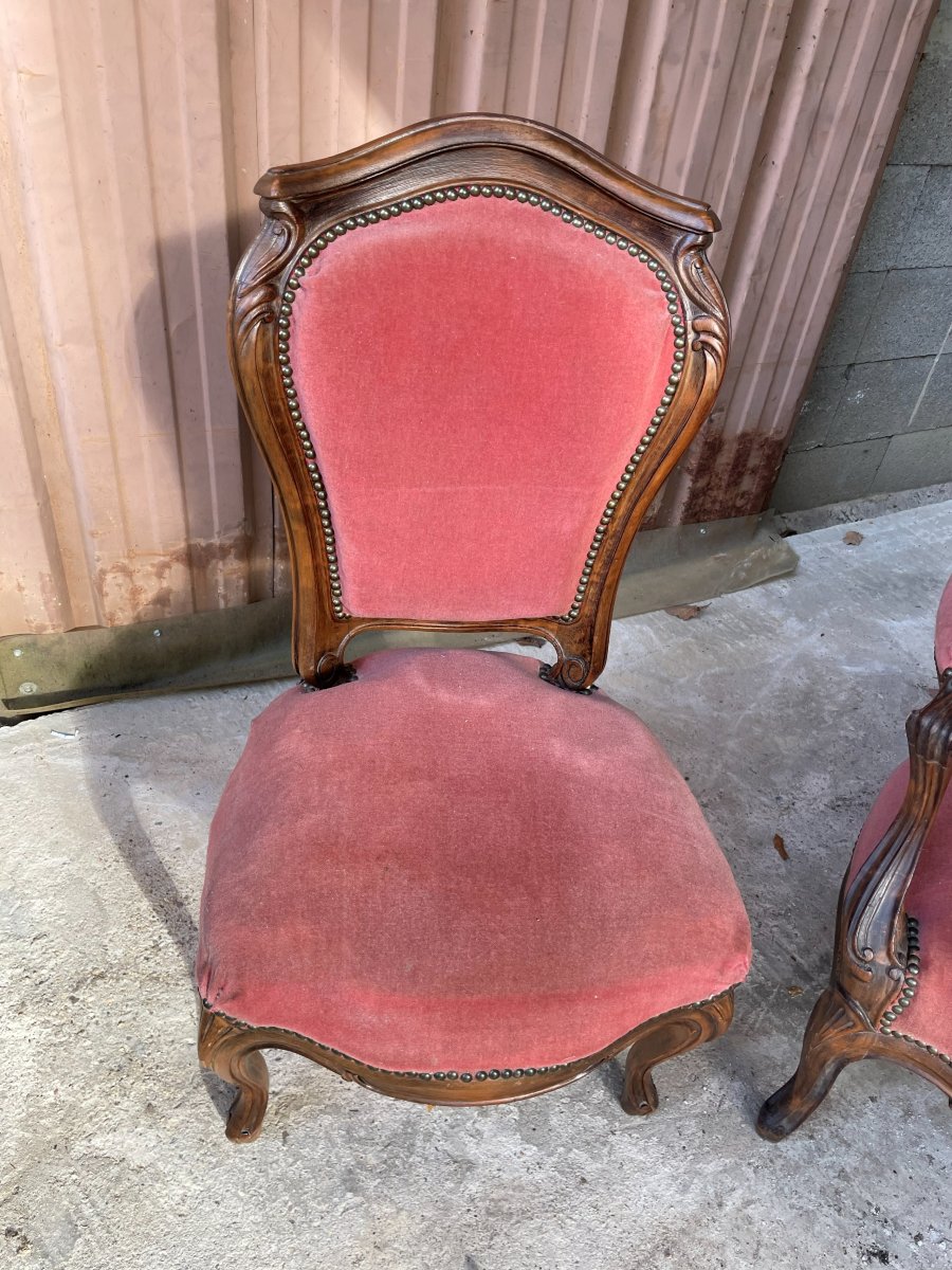 Armchair And Chair From The 19th Century, Louis XV Style-photo-2