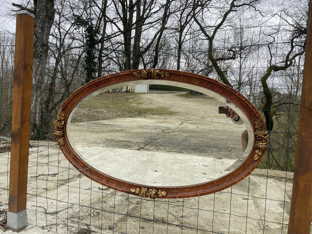 Miroir Ovale doré début 20ème siècle en bon état correct _ 111 x 66 cm-photo-3