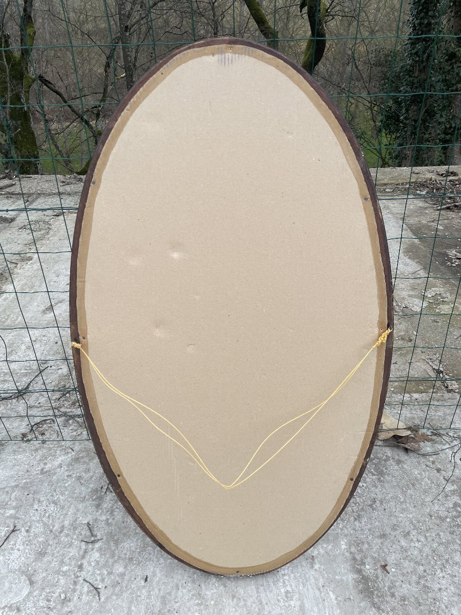 Miroir Ovale doré début 20ème siècle en bon état correct _ 111 x 66 cm-photo-4