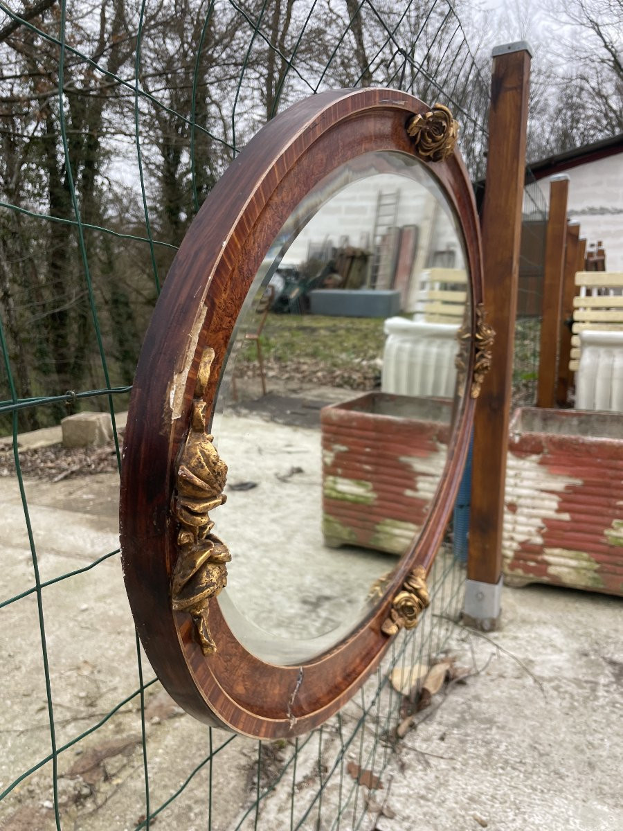 Miroir Ovale doré début 20ème siècle en bon état correct _ 111 x 66 cm-photo-8