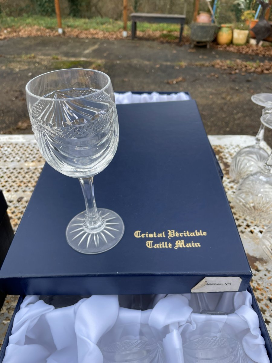 48 Pure Crystal Glasses, Chenonceau Pattern, And A Whisky Service With Its Decanter. -photo-2