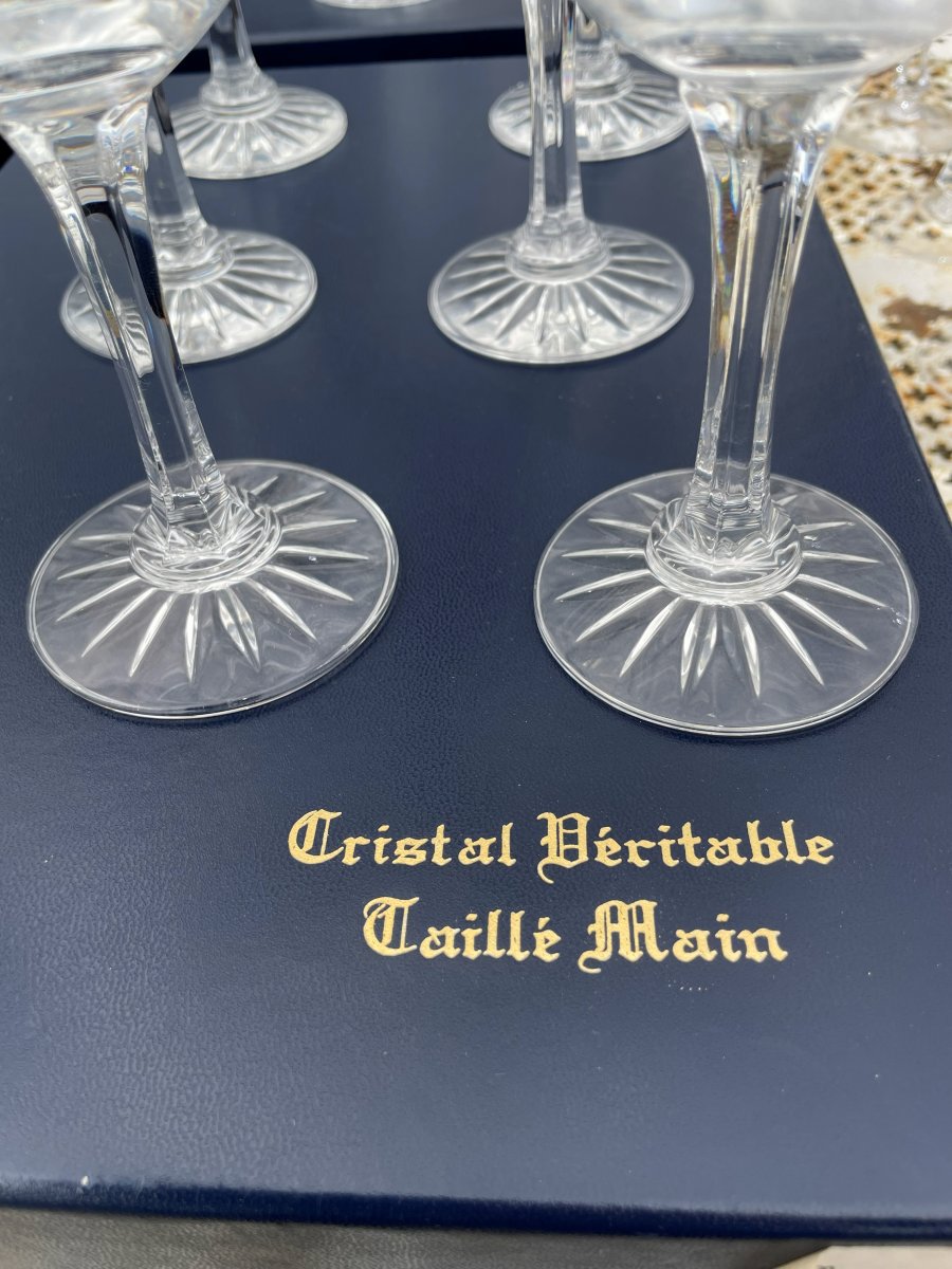48 Pure Crystal Glasses, Chenonceau Pattern, And A Whisky Service With Its Decanter. -photo-5