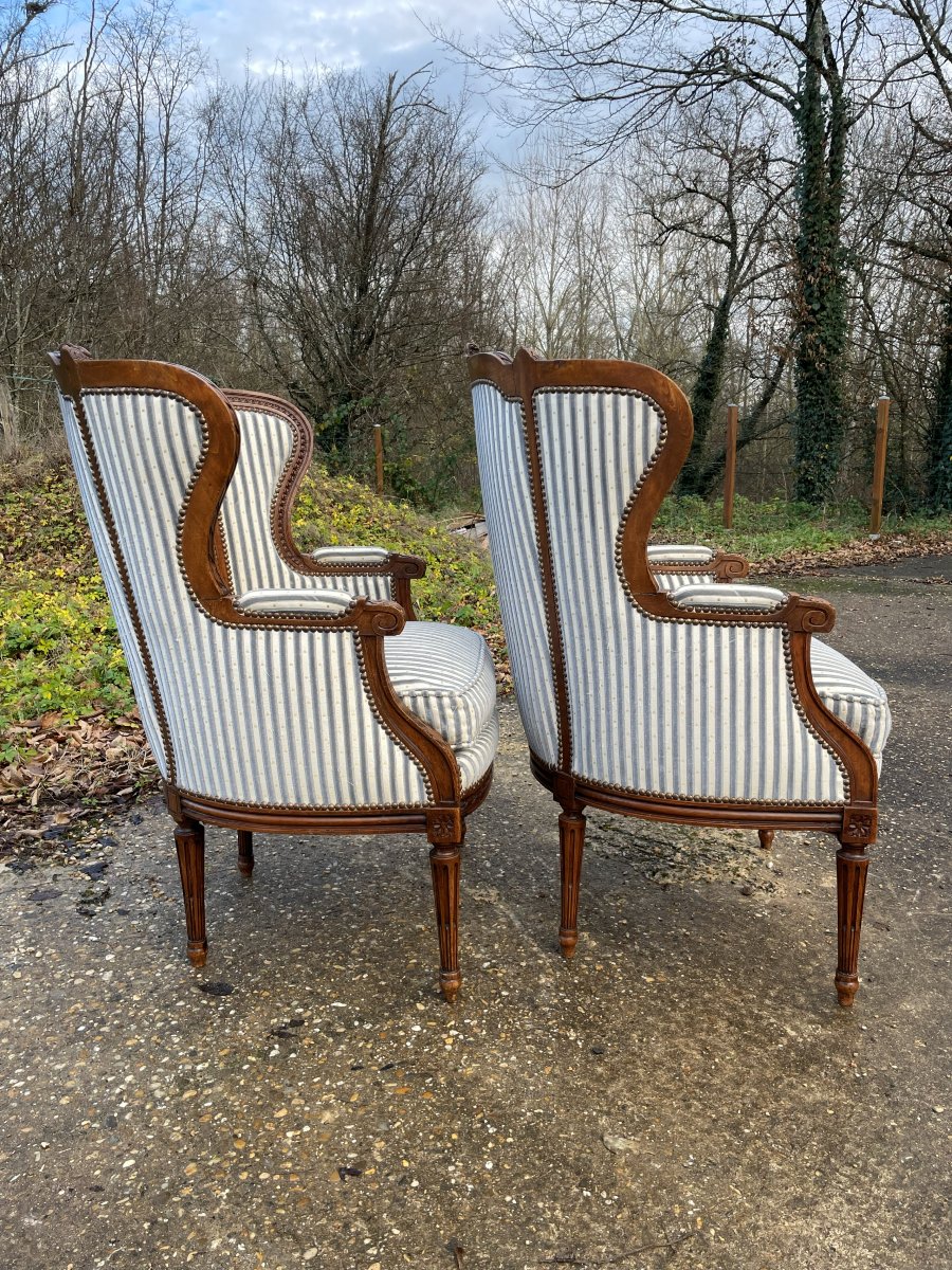 2 Louis XVI Style Armchairs In Wood And Fabric -photo-3