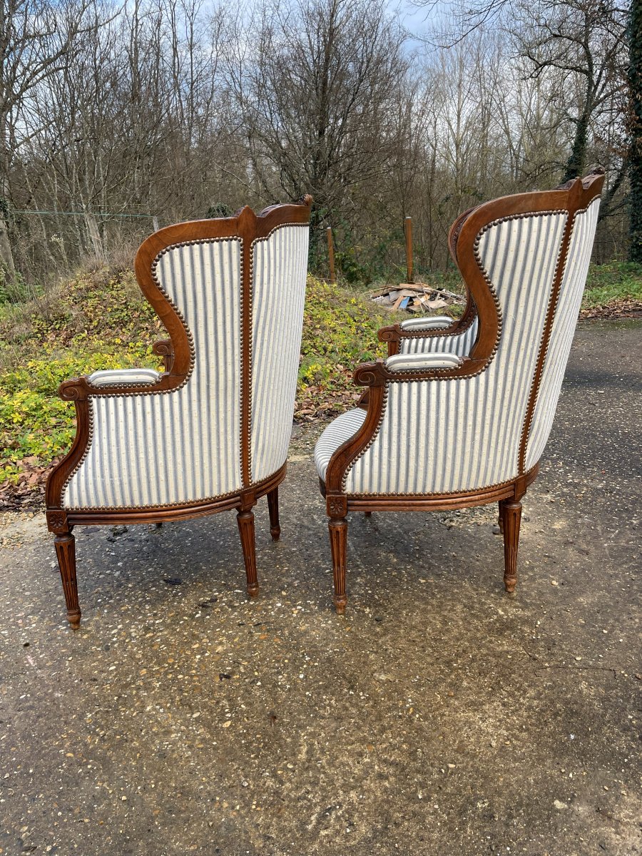 2 Louis XVI Style Armchairs In Wood And Fabric -photo-4