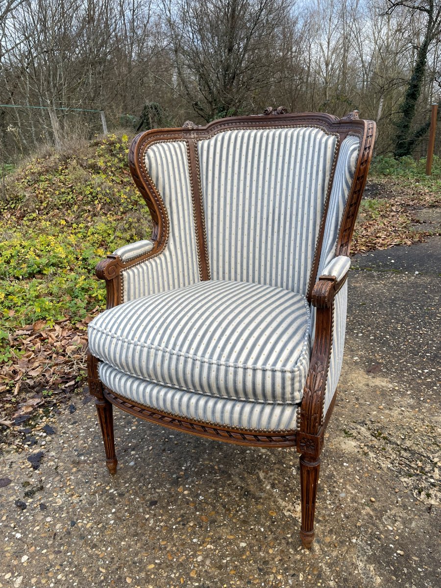 2 Louis XVI Style Armchairs In Wood And Fabric -photo-8