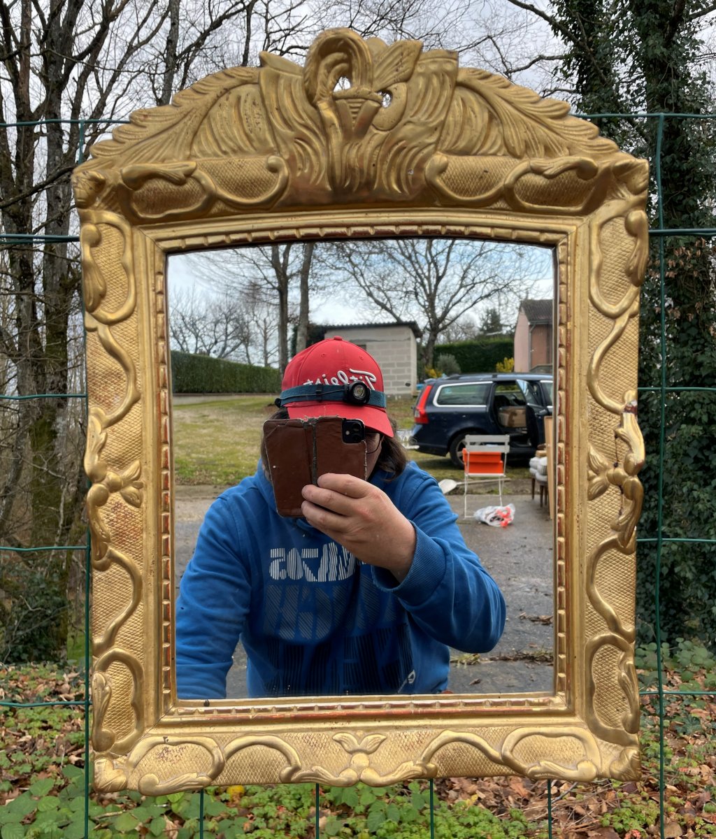 Petit Miroir doré à la feuille 53 cm -photo-2