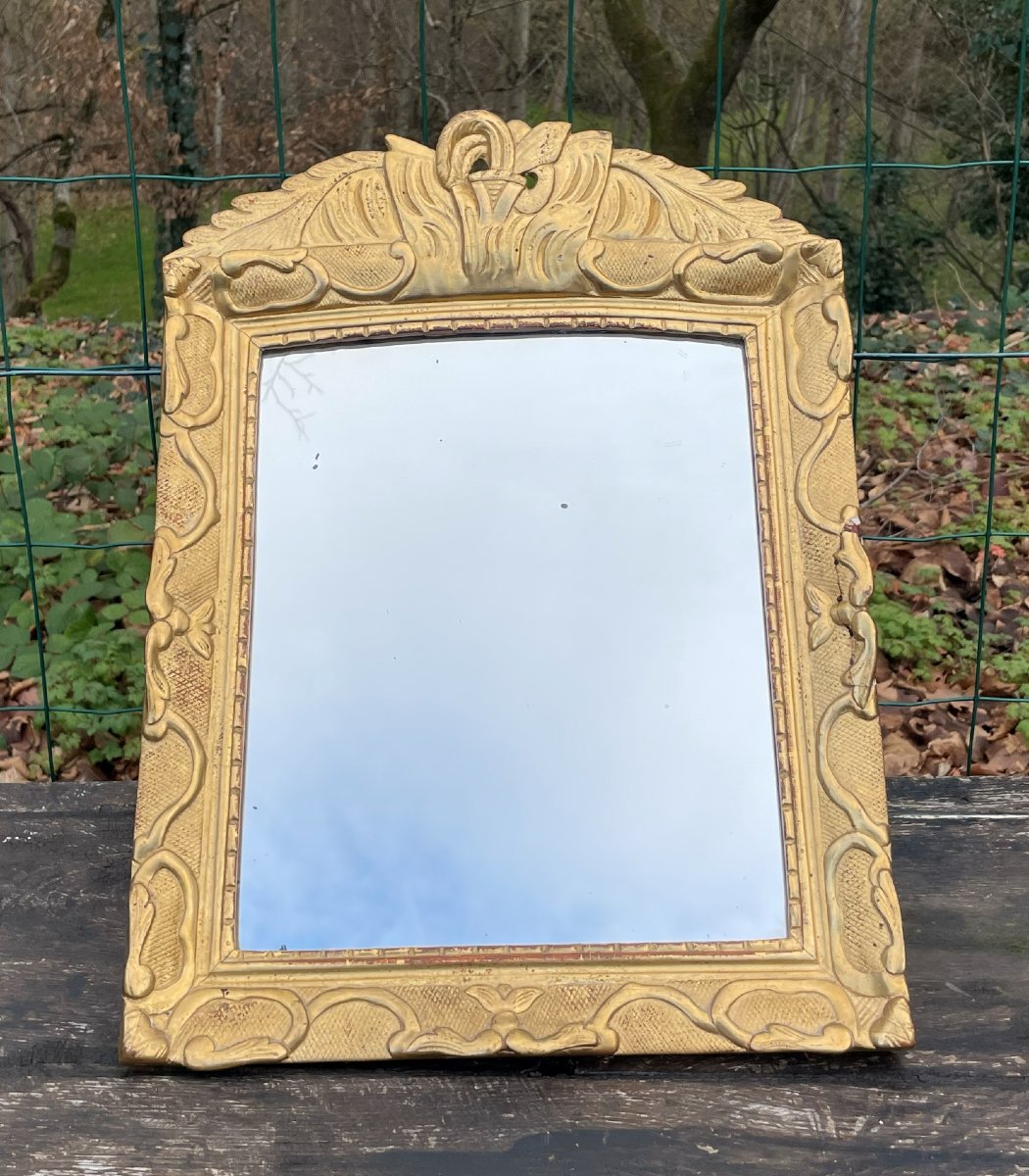 Petit Miroir doré à la feuille 53 cm -photo-3