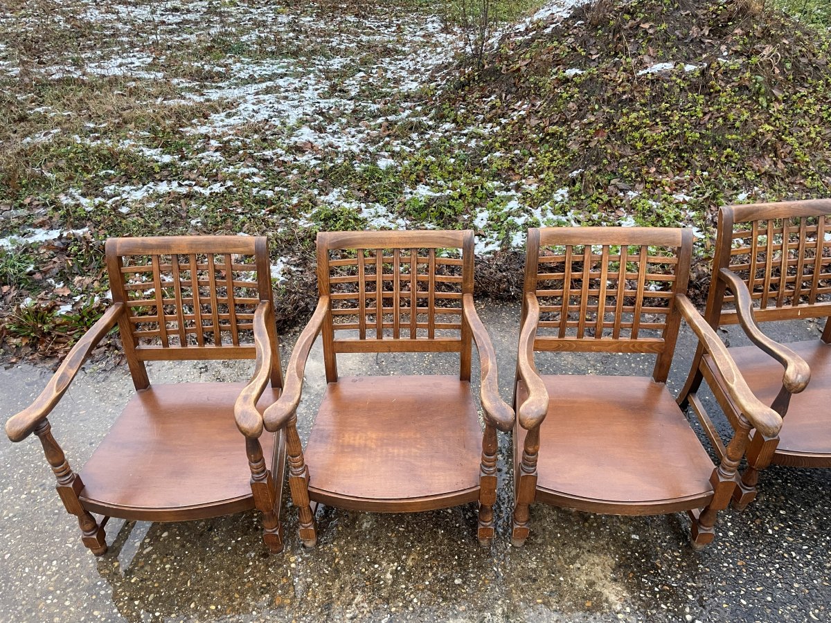 6 Fauteuils bas VINTAGE 1950-60 à re garnir avec mousses & votre tissu au choix.-photo-3