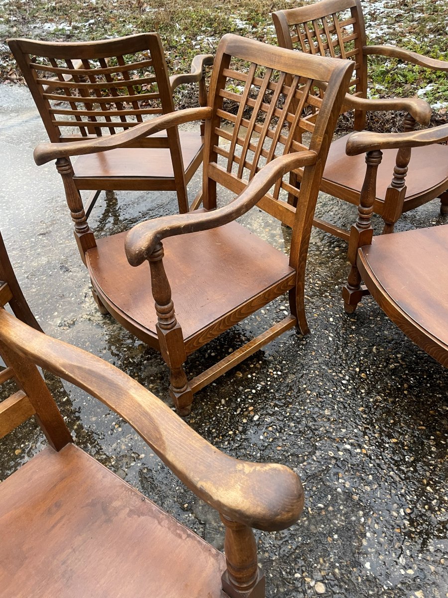 6 Fauteuils bas VINTAGE 1950-60 à re garnir avec mousses & votre tissu au choix.-photo-1