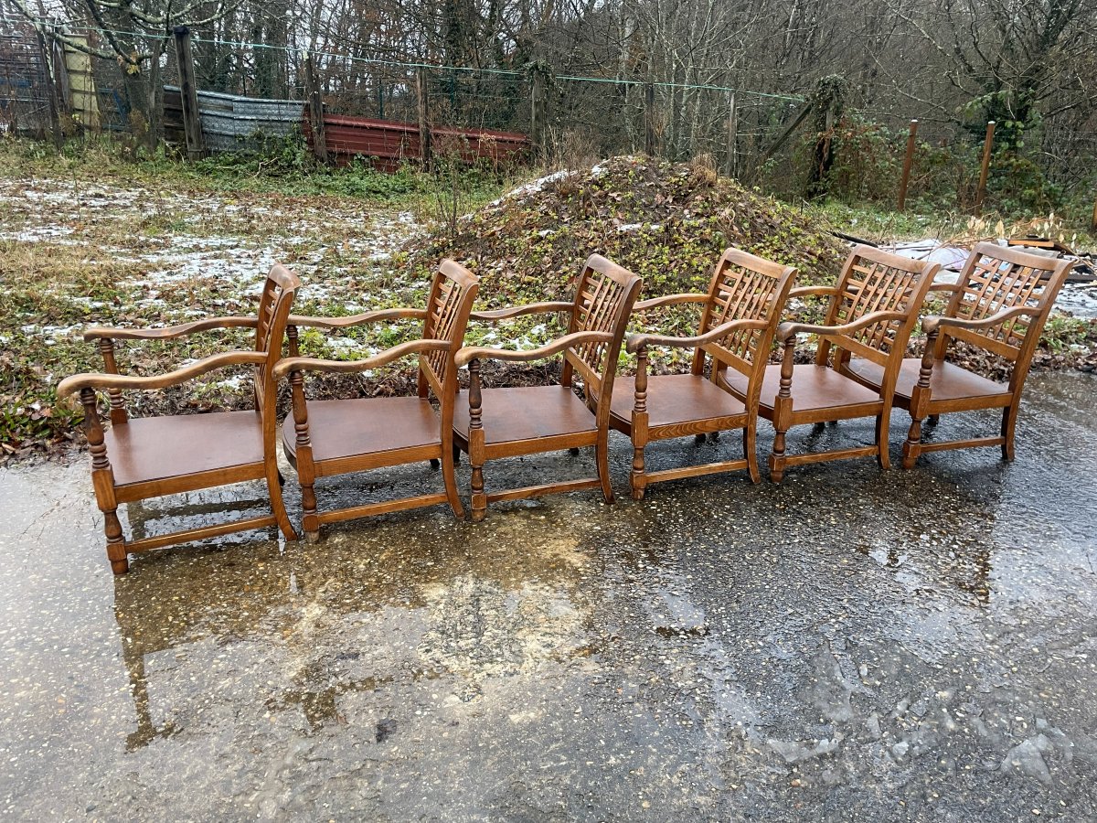 6 Fauteuils bas VINTAGE 1950-60 à re garnir avec mousses & votre tissu au choix.-photo-7