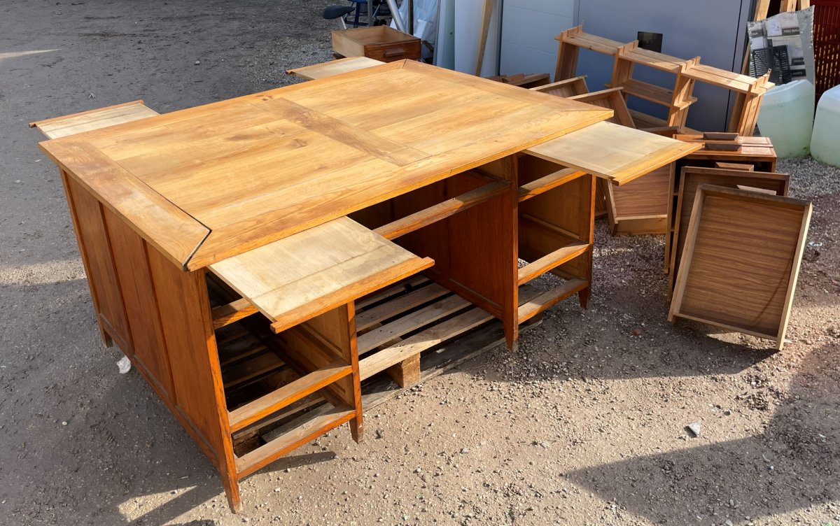 Grand bureau ministre à 4 caissons remplit de tiroirs des 2 cotés -photo-4