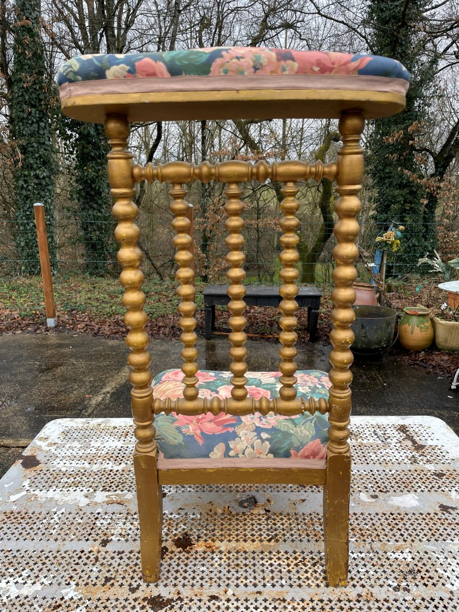 Prie Dieux en bois et tissus -photo-4