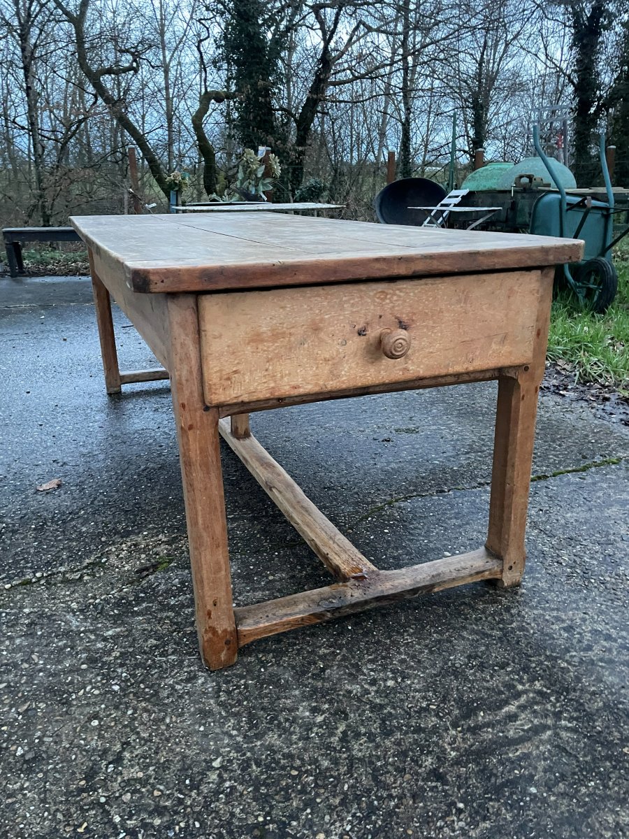 Table de ferme et 2 énormes tiroirs le tout en bois massif -photo-3