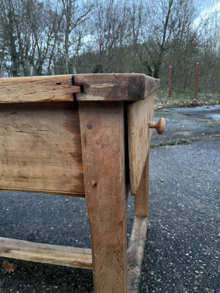 Table de ferme et 2 énormes tiroirs le tout en bois massif -photo-6