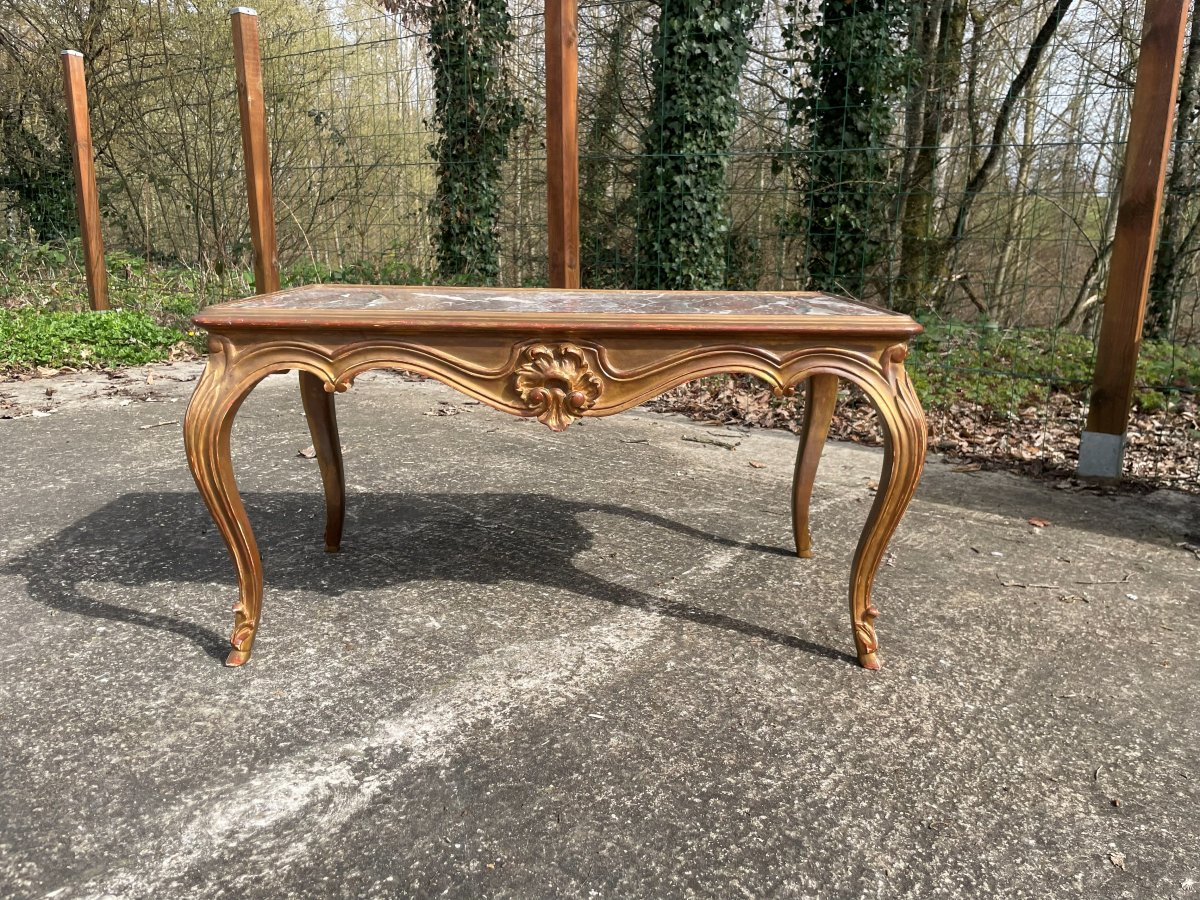 Coffee Table In Good Condition With Its Marble Top-photo-3