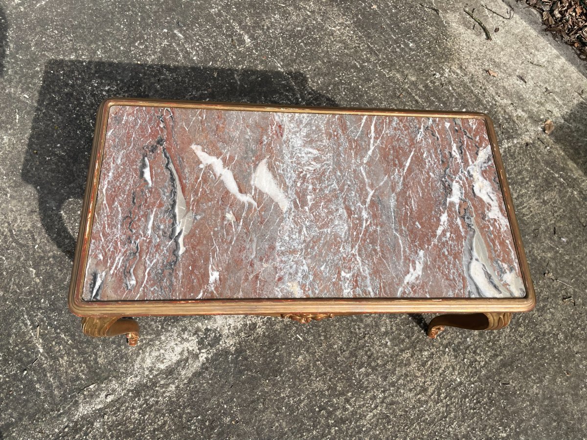 Coffee Table In Good Condition With Its Marble Top-photo-4