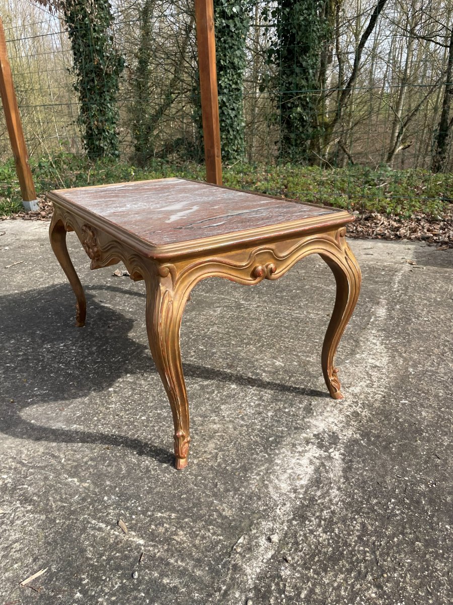 Coffee Table In Good Condition With Its Marble Top-photo-5