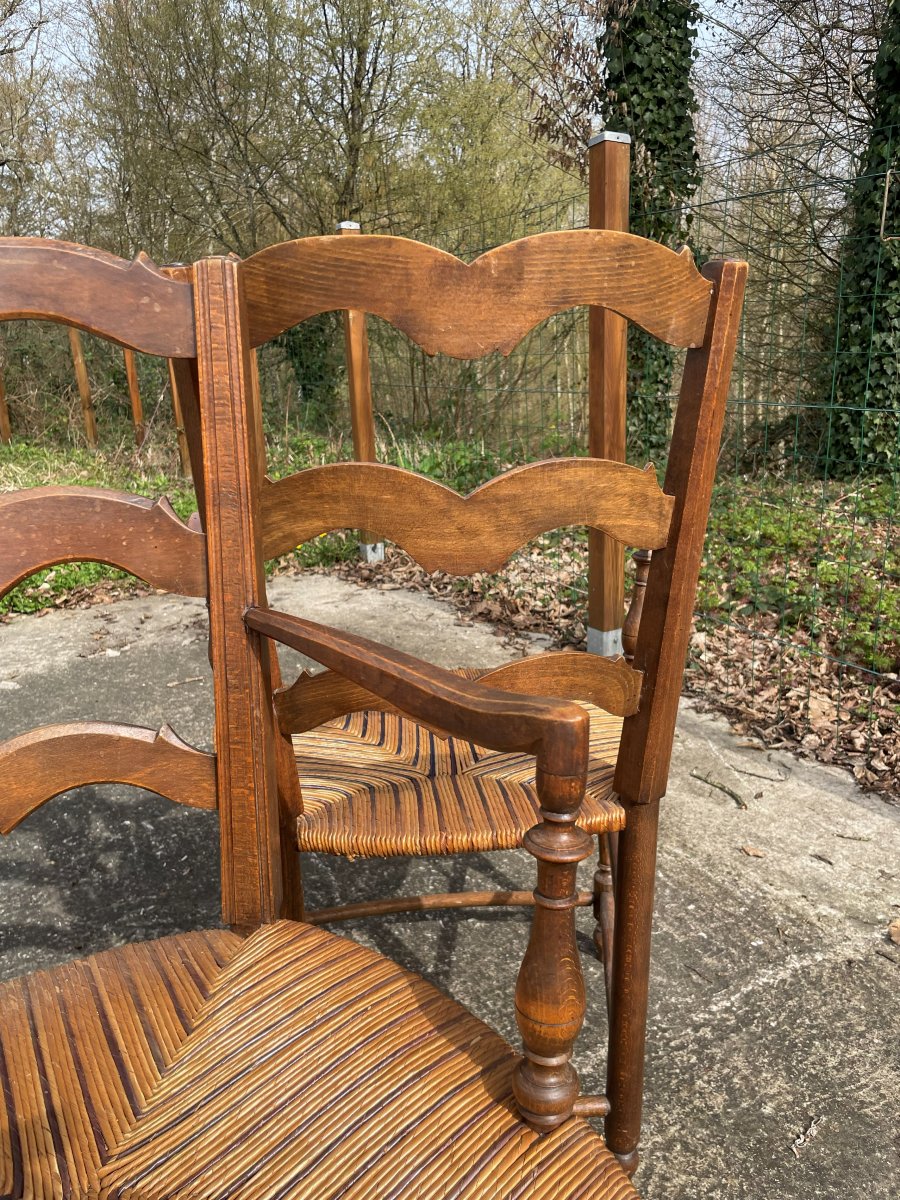 2 Country-style Straw Armchairs In Good Condition-photo-8