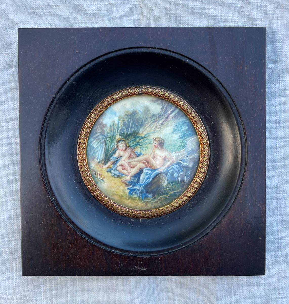 Small Painting Fixed Under Glass 