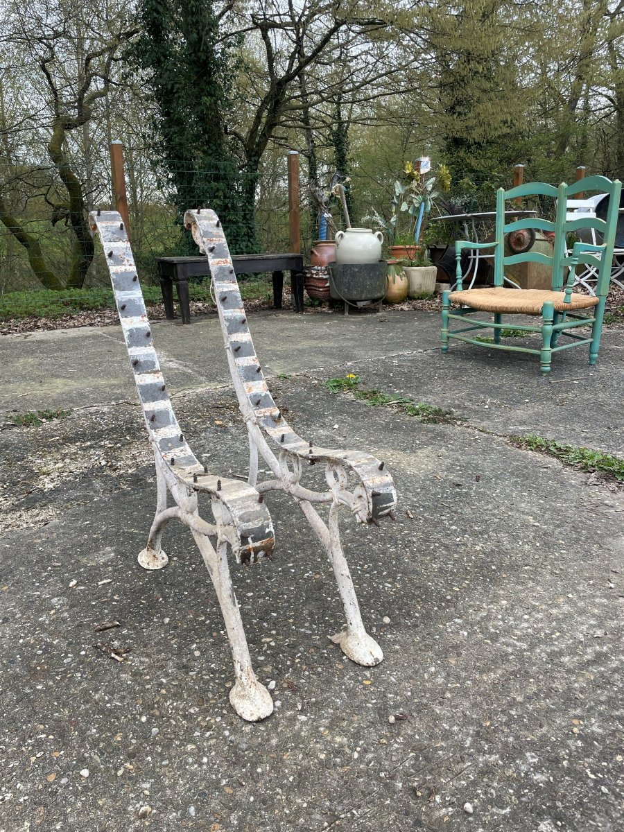 2 Pieds de banc en fonte -photo-3