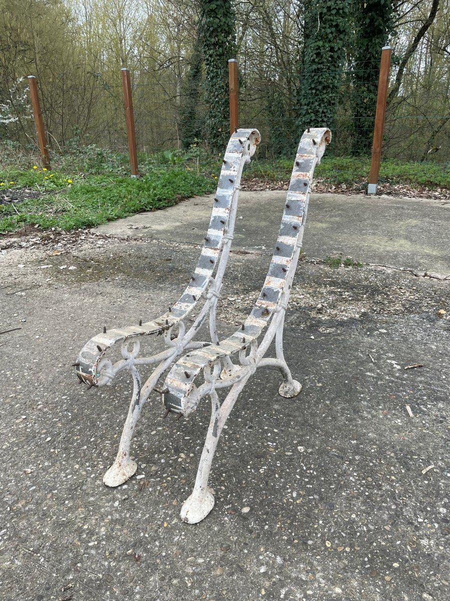2 Pieds de banc en fonte -photo-3