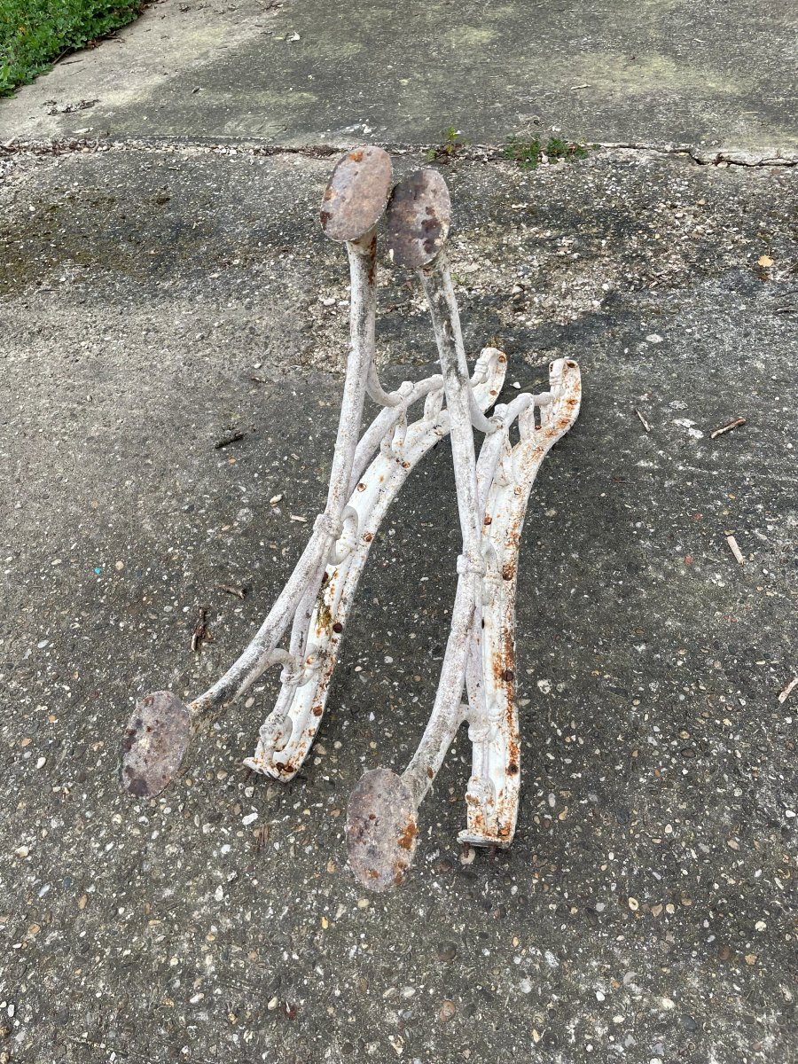 2 Pieds de banc en fonte -photo-3
