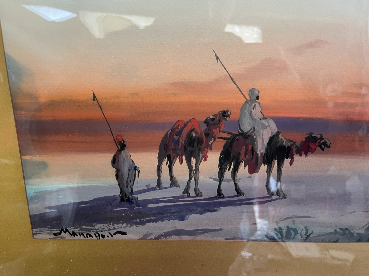 Gouaches orientalistes, signées MANAGO Vincent (1880-1936) -photo-3