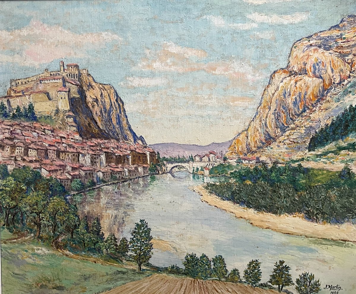 Oil On Panel Signed J.martin - Sisteron In 1955-photo-2