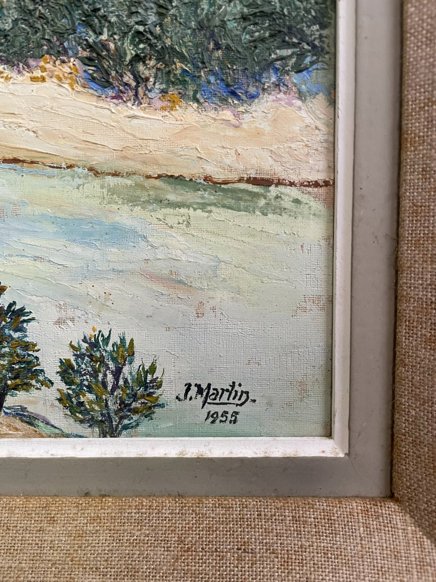 Oil On Panel Signed J.martin - Sisteron In 1955-photo-3