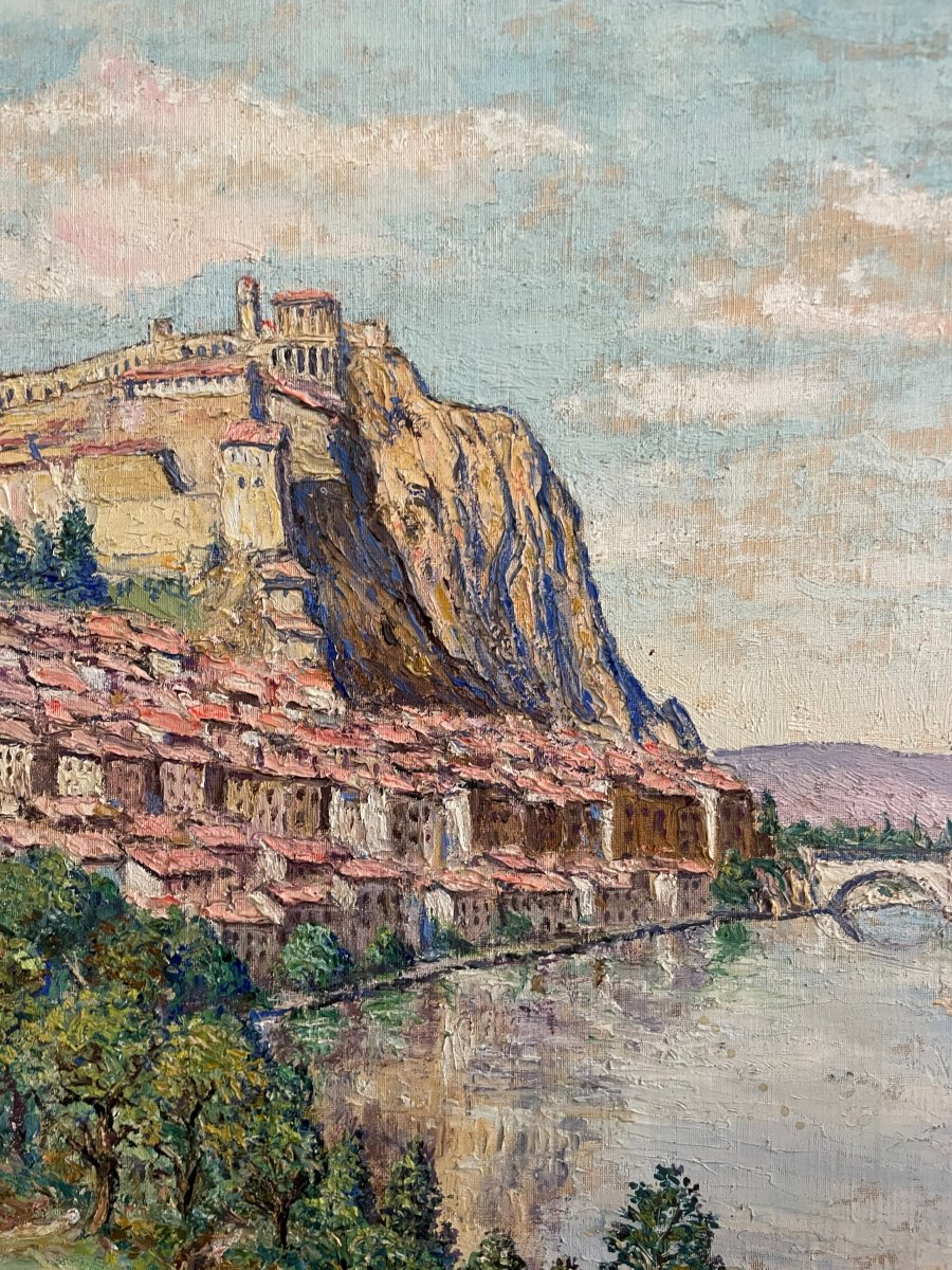Oil On Panel Signed J.martin - Sisteron In 1955-photo-2