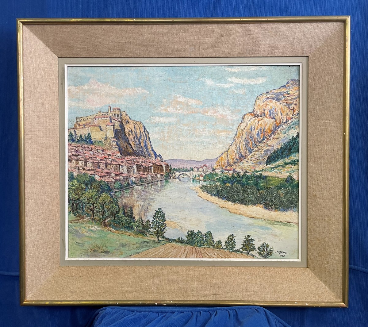 Oil On Panel Signed J.martin - Sisteron In 1955