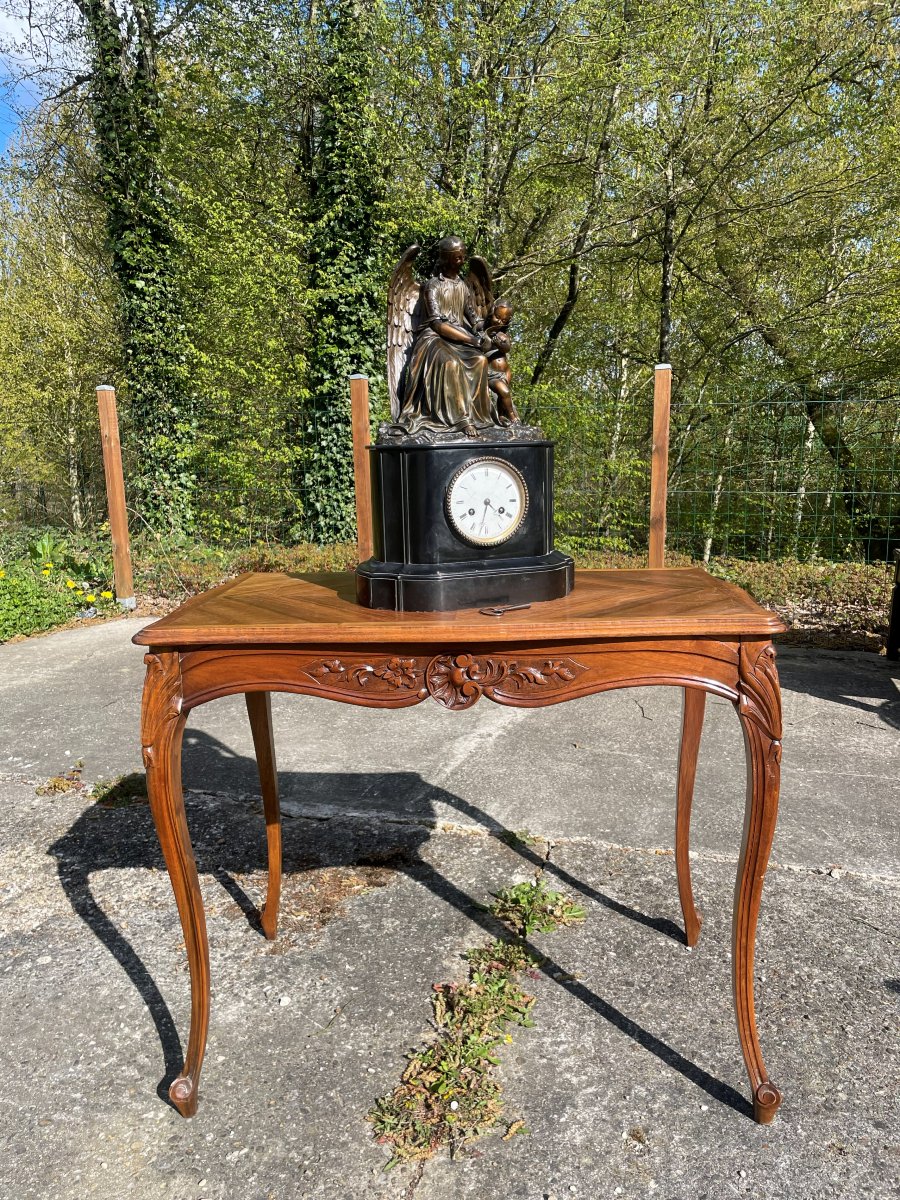 Marble Clock With Bronze-photo-2