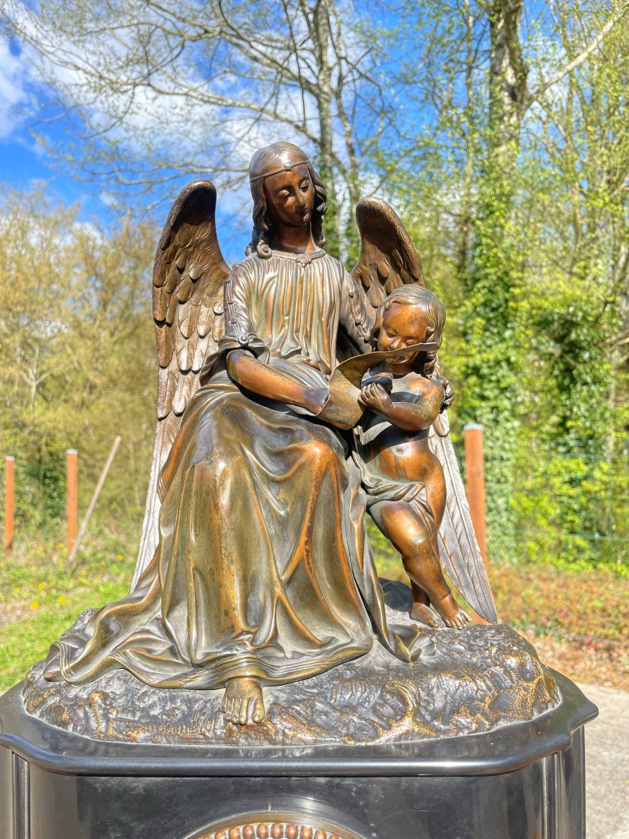 Marble Clock With Bronze-photo-3