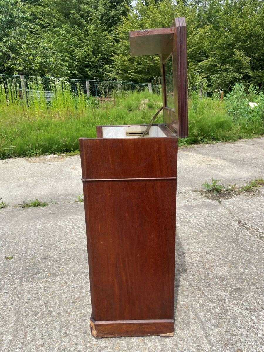 Coiffeuse ou Barbière N III du 19ème siècle en placage d acajou et marbre-photo-3