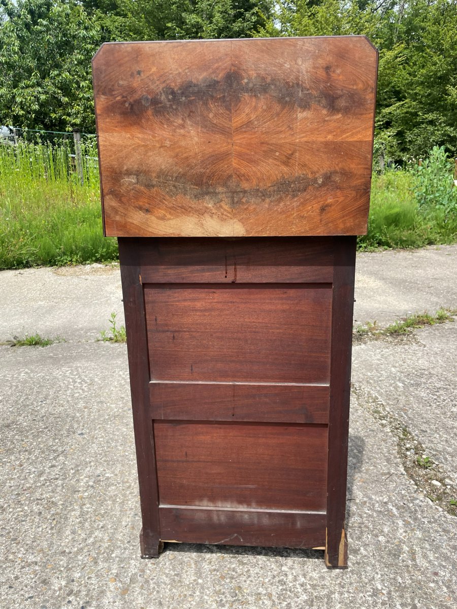 Coiffeuse ou Barbière N III du 19ème siècle en placage d acajou et marbre-photo-5