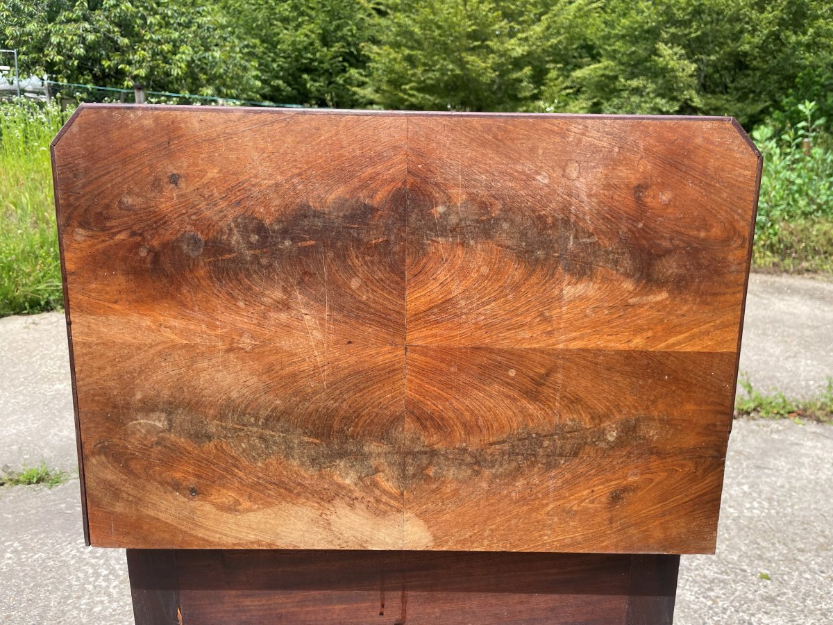 Coiffeuse ou Barbière N III du 19ème siècle en placage d acajou et marbre-photo-6