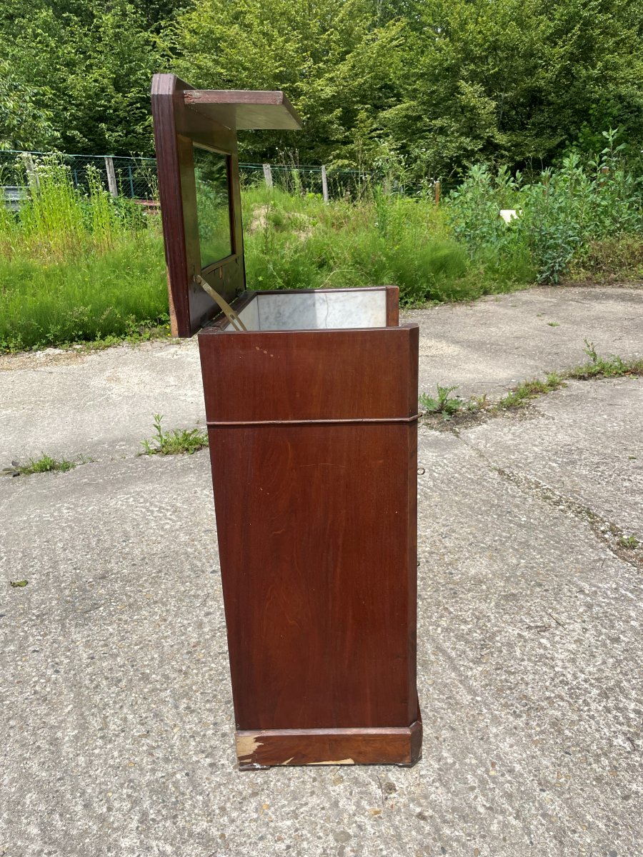 Coiffeuse ou Barbière N III du 19ème siècle en placage d acajou et marbre-photo-7
