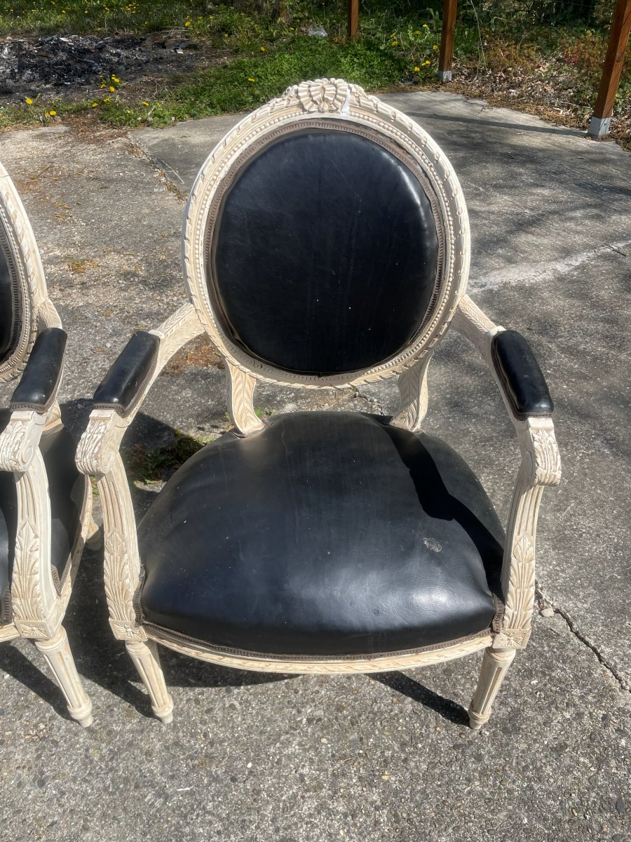 2 Louis XVI Style Armchairs-photo-3