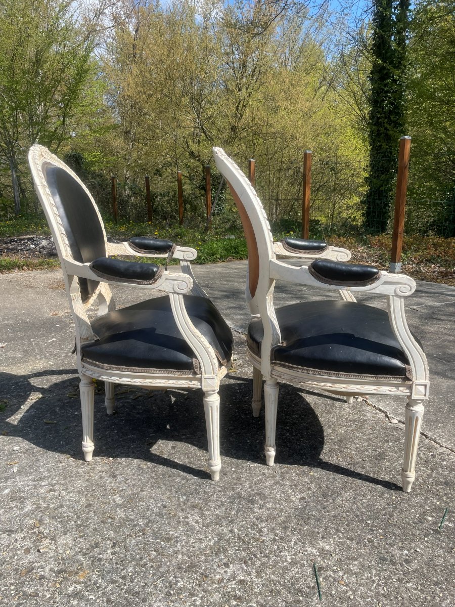 2 Louis XVI Style Armchairs-photo-2