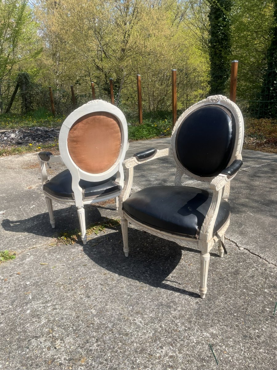2 Louis XVI Style Armchairs-photo-6