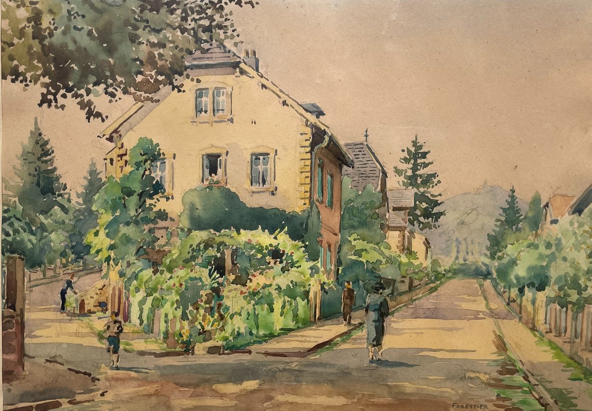 Watercolor By Paul Raymond Forestier 1902-1991-photo-1