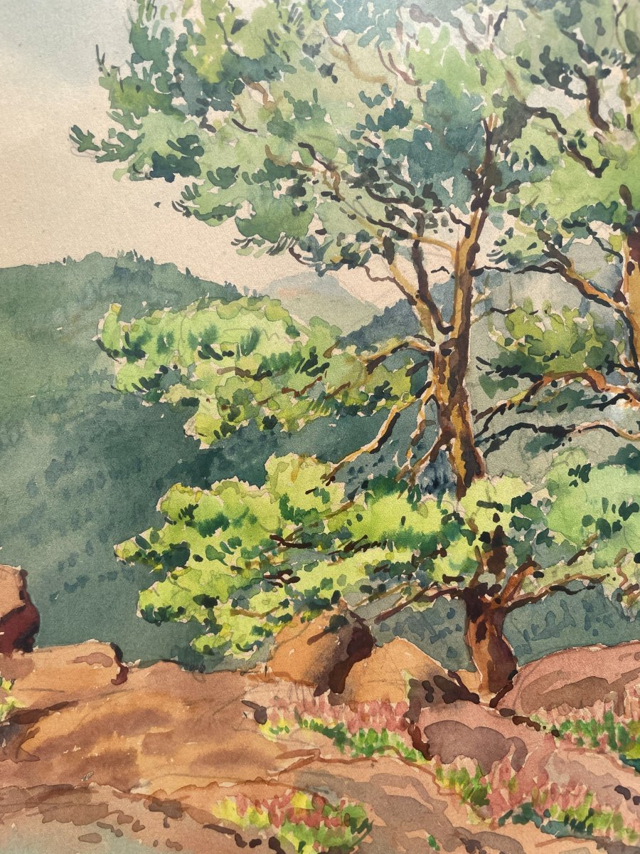 Watercolor By Paul Raymond Forestier 1902-1991 -photo-4